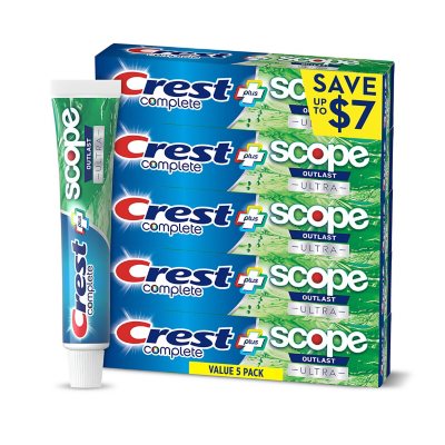 Crest Complete + Scope Outlast Ultra Toothpaste, 6.3 Oz., 5 Pk.