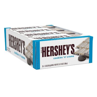 HERSHEY'S Cookies 'N' Creme Candy Bars, Full Size, 1.55 Oz., 36 Pk.