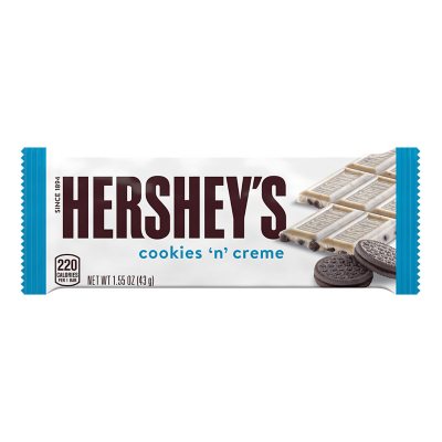 HERSHEY'S Cookies 'N' Creme Candy Bars, Full Size, 1.55 Oz., 36 Pk.