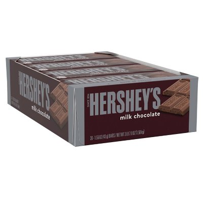 HERSHEY'S Milk Chocolate Candy Bars, 1.55 Oz., 36 Pk.