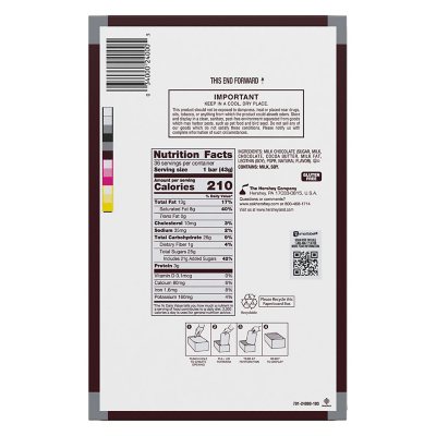 HERSHEY'S Milk Chocolate Candy Bars, 1.55 Oz., 36 Pk.