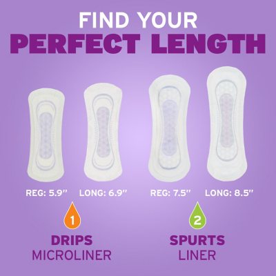Poise Daily Incontinence Panty Liners, 2 Drop Very Light, 132 Ct.
