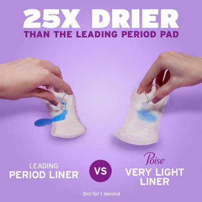 Poise Daily Incontinence Panty Liners, 2 Drop Very Light, 132 Ct.