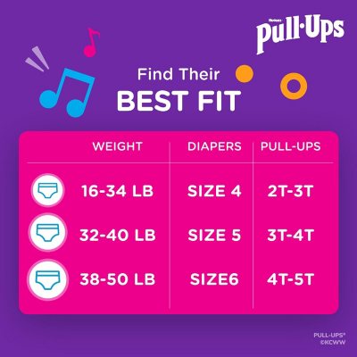 Huggies Pull-Ups Training Pants for Girls, Sizes 2T-6T
