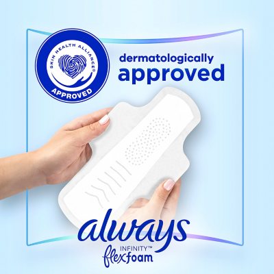 Always Infinity Flexfoam Heavy Flow Pads with Flexi-Wings, Unscented, Size 2, 80 Ct.