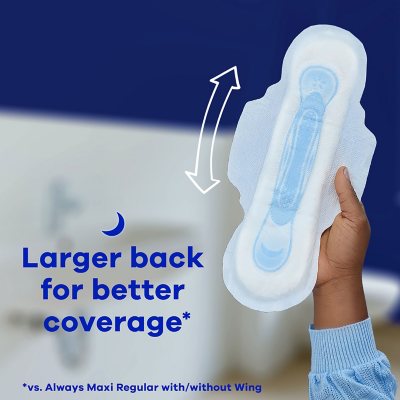Always Maxi Extra Heavy Overnight Pads with Flex-Wings, Unscented, Size 5, 54 Ct.
