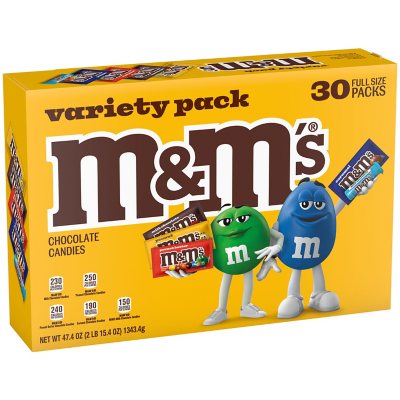 M&M'S Variety Pack Chocolate Candy, Full Size, 30 Pk.