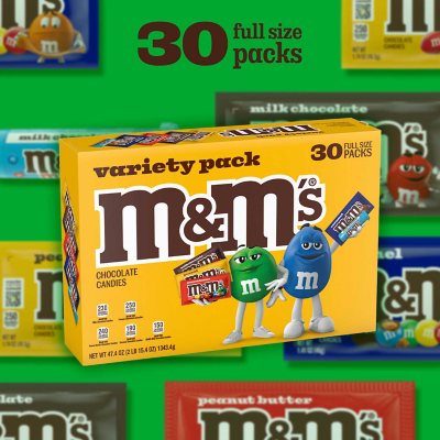 M&M'S Variety Pack Chocolate Candy, Full Size, 30 Pk.