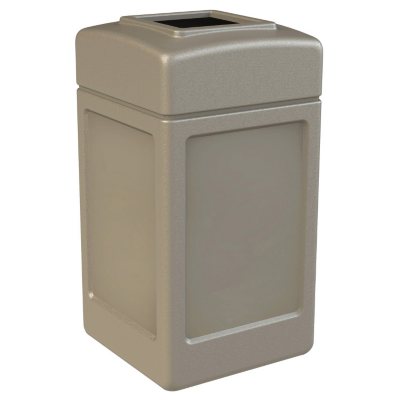 Commercial Zone Square Waste Container, Open Top Lid, 42 Gal, Choose Color