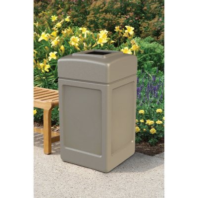 Commercial Zone Square Waste Container, Open Top Lid, 42 Gal, Choose Color