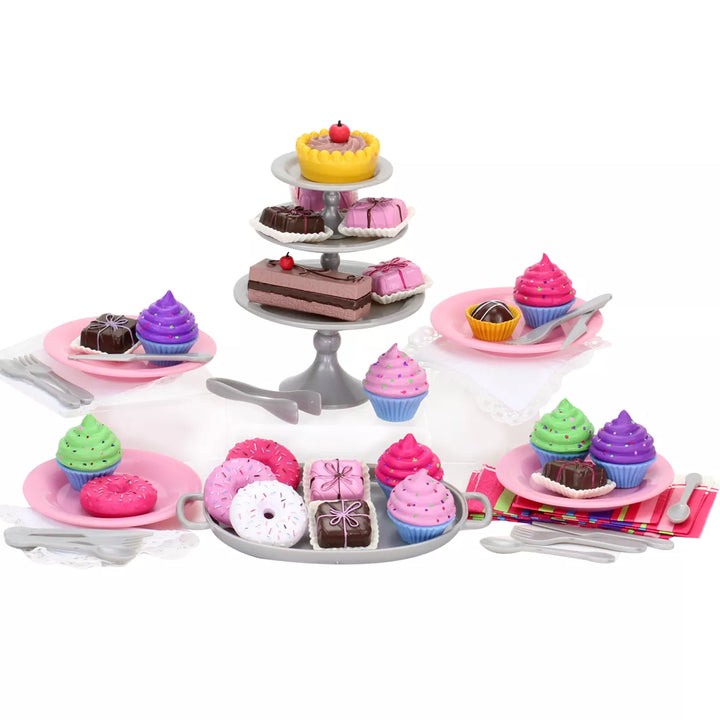 Sophia’S 47 Piece Serving Set with Desserts for 18'' Dolls, Multicolor