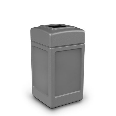 Commercial Zone Square Waste Container, Open Top Lid, 42 Gal, Choose Color