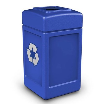 Commercial Zone Square Waste Container, Open Top Lid, 42 Gal, Choose Color