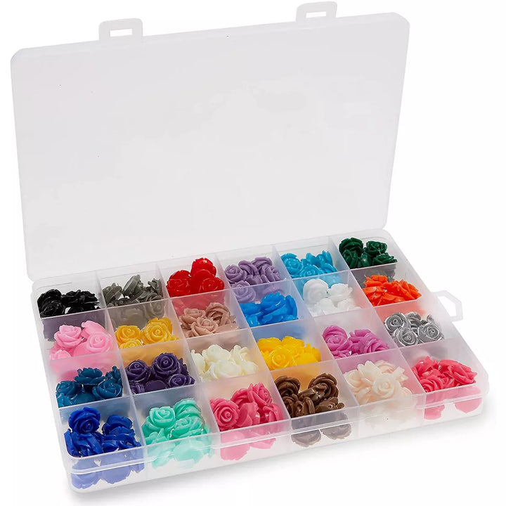 Juvale 240 Piece Mini Flatback Rose Charms for Jewelry Making, Flower Embellishments for Crafting, 24 Assorted Colors (15Mm)