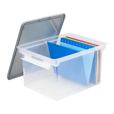 Storex File Tote, Set of 2, Clear/Gray