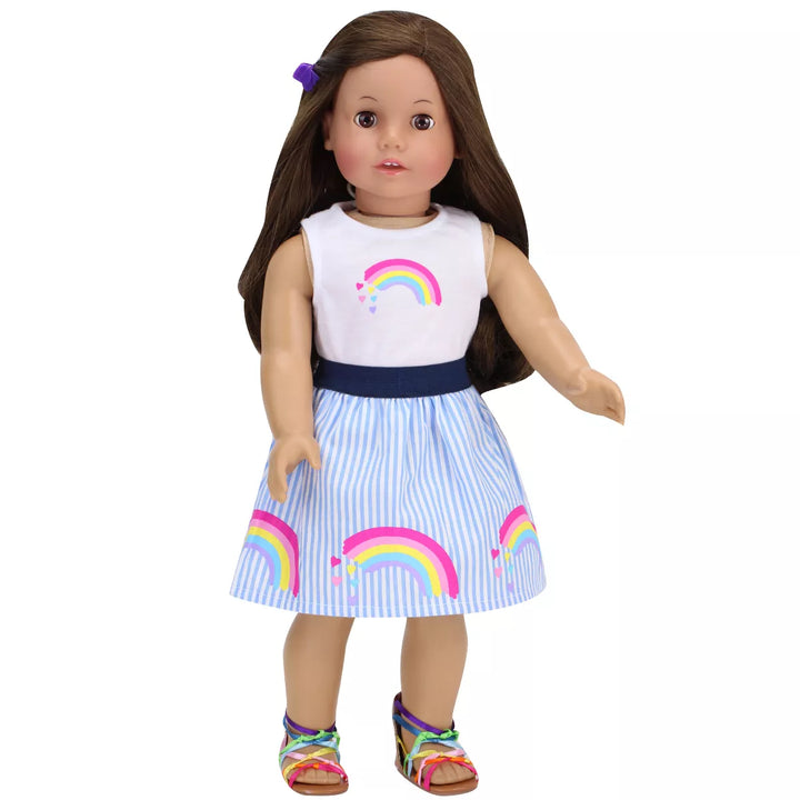 Sophia’S Rainbow Shirt and Striped Skirt for 18" Dolls, Multicolor