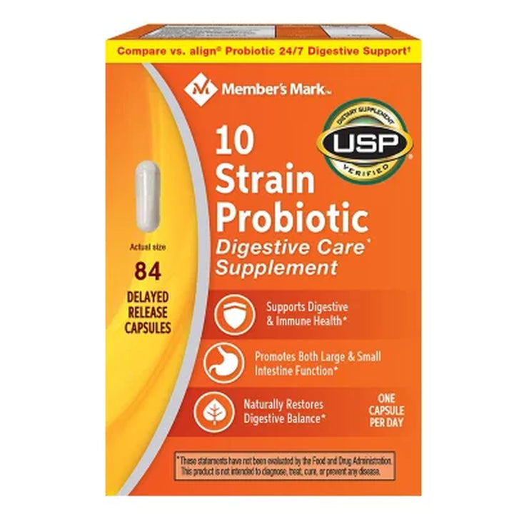 Member'S Mark 10-Strain Probiotic Digestive Care Supplement Capsules, 84 Ct.