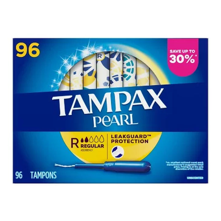 Tampax Pearl Regular Tampons, Unscented, 96 Ct.