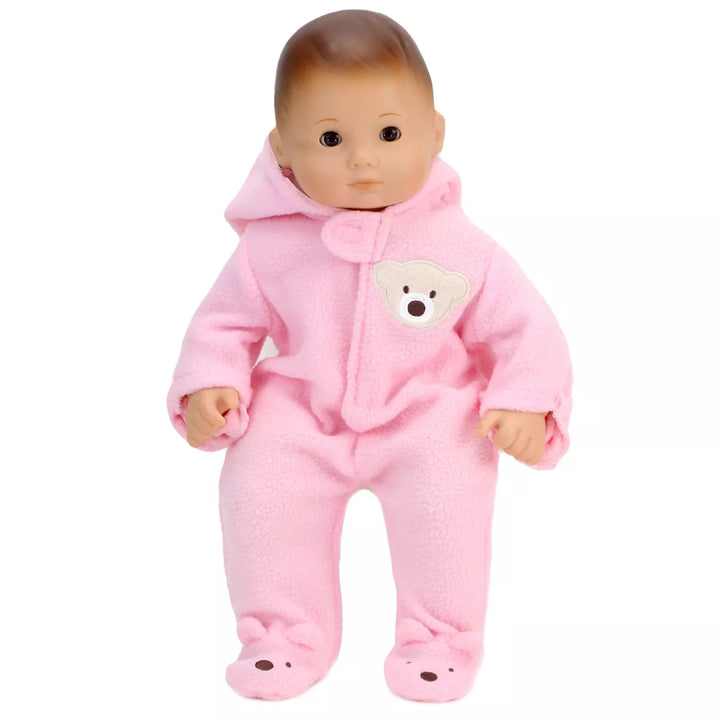 Sophia'S - 15" Doll - Fleece Bear Hooded Snowsuit - Light Pink