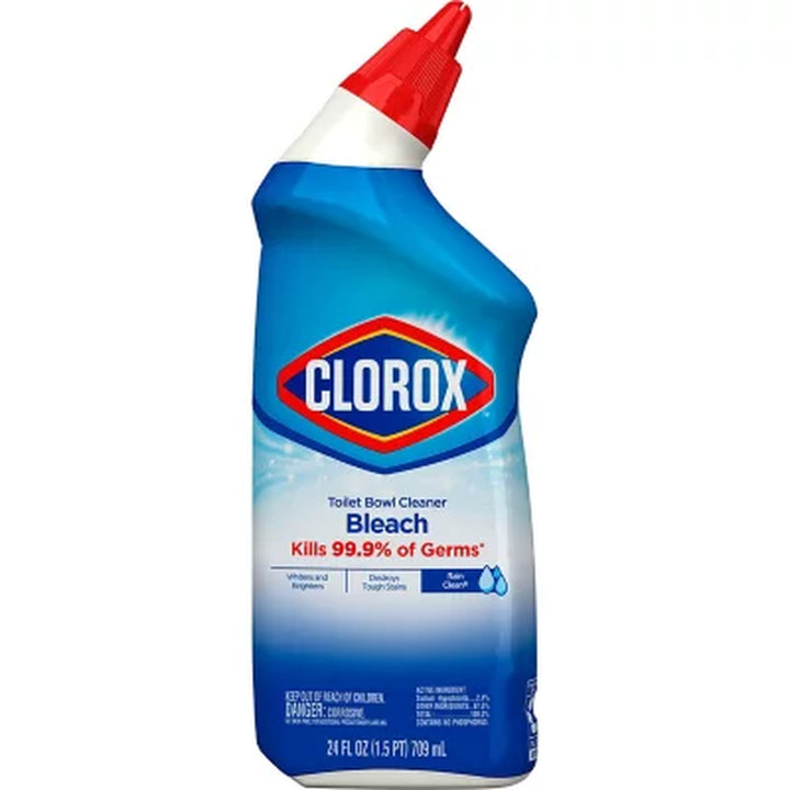 Clorox Toilet Bowl Cleaner with Bleach, Rain Clean 24 Oz., 6 Pk.