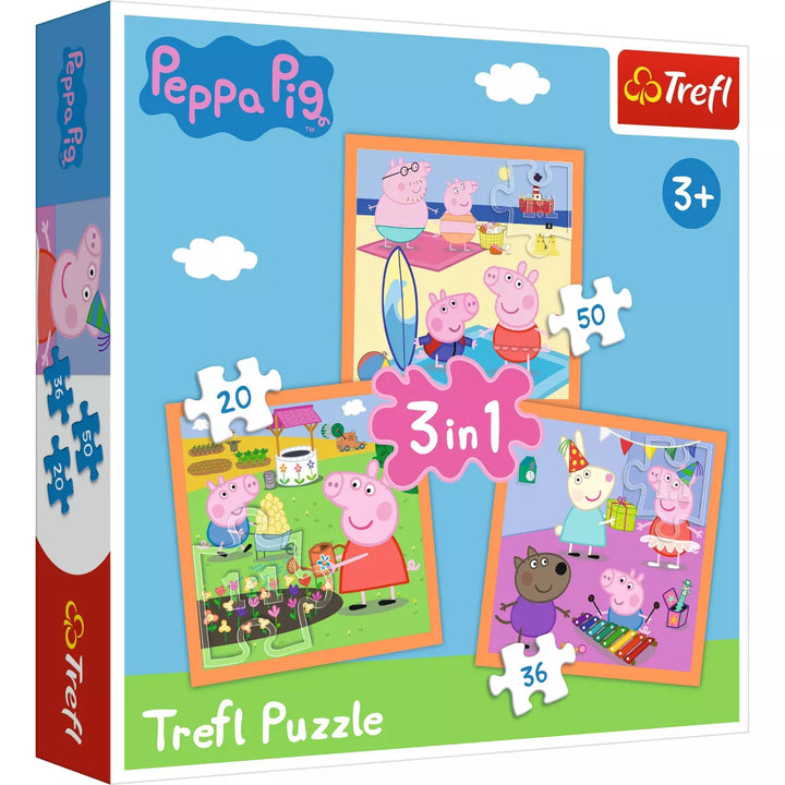 Trefl Peppapig 3 in 1 Jigsaw Puzzle - 106Pc: Family Activity, Creative Play, Educational, Animal Theme