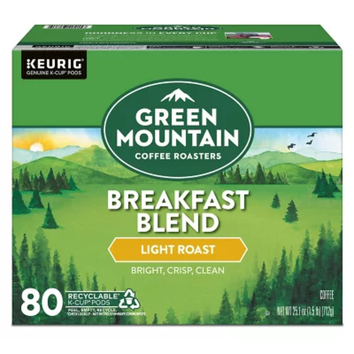 Green Mountain Coffee Roasters Light Roast Coffee Pods, Breakfast Blend, 80 Ct.