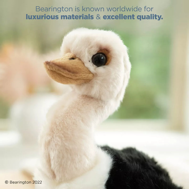 Bearington Ollie the Ostrich: Hand-Sewn 9" Tall Stuffed Ostrich with Ultra-Soft Feathers, Realistic Details