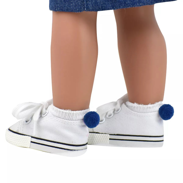 Sophia’S Ankle Socks with Pom-Poms for 18” Dolls, White/Navy