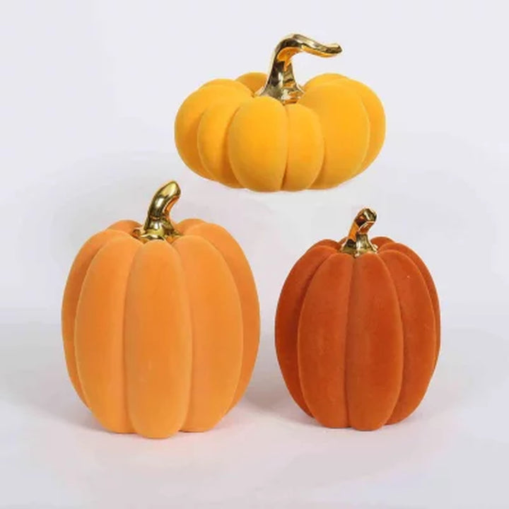 Member'S Mark Harvest Flocked Pumpkins, Set of 3