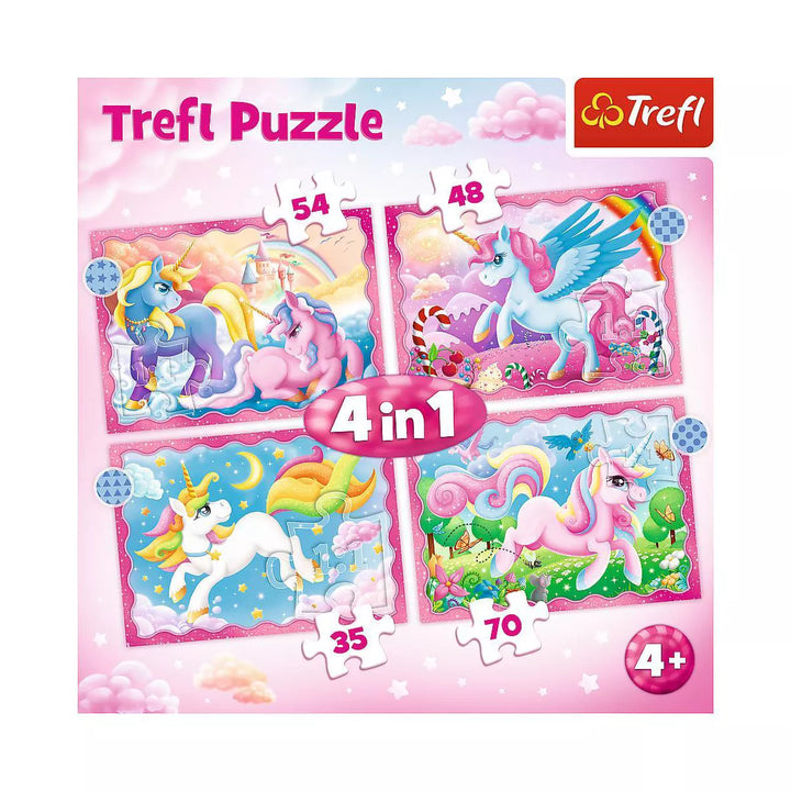 Trefl 4In1Unicorns and Magic Kids Jigsaw Puzzle - 207Pc: Educational Toy for Creativity, Animal Theme, Ages 4+