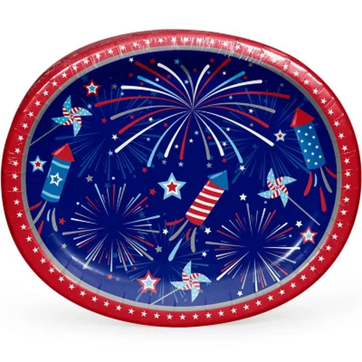 Artstyle Fireworks and Rockets Oval Plates and Dinner Napkins Tableware Kit, 200 Ct