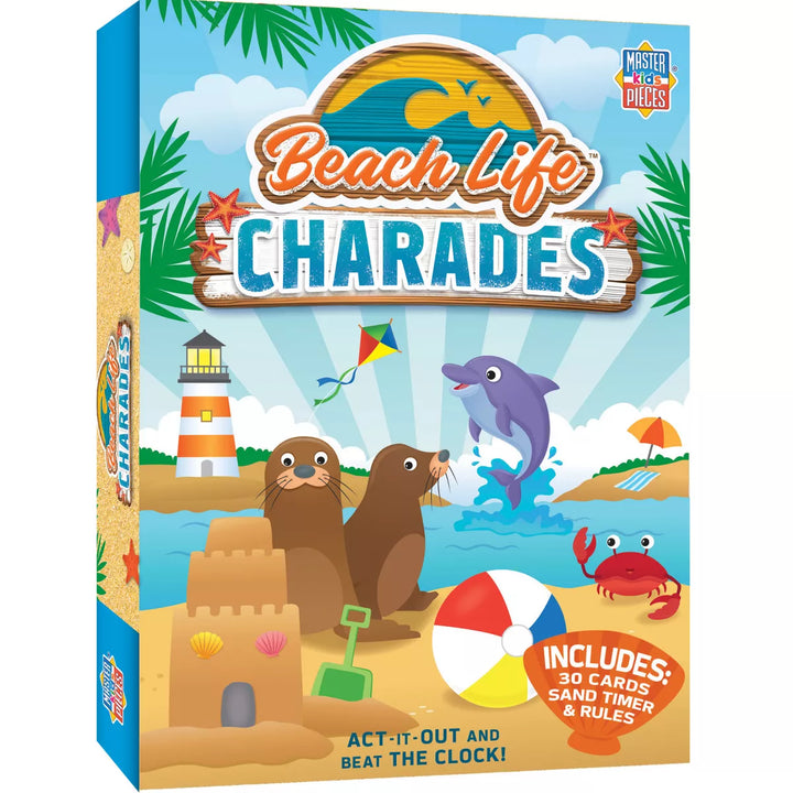 Masterpieces Kids Games - Beach Life - Charades Card Game for Kids.