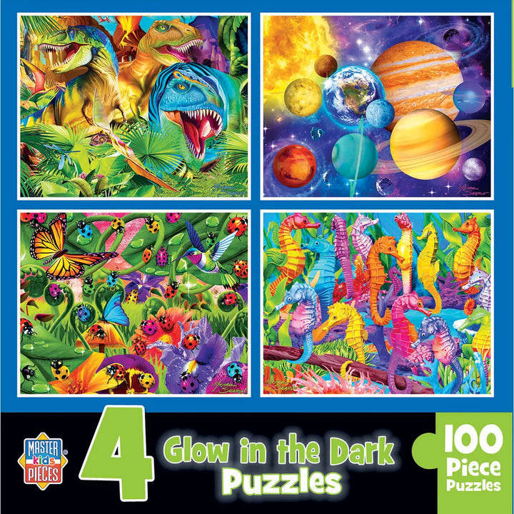 Masterpieces Kids Jigsaw Puzzle Set - Blue Glow 4-Pack 100 Pieces