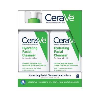 Cerave Hydrating Facial Cleanser, Normal to Dry Skin, 12 Fl. Oz., 2 Pk.