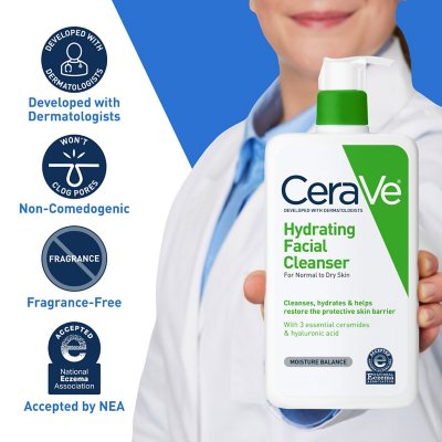 Cerave Hydrating Facial Cleanser, Normal to Dry Skin, 12 Fl. Oz., 2 Pk.