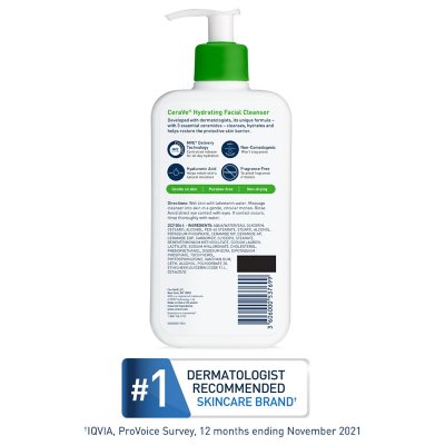 Cerave Hydrating Facial Cleanser, Normal to Dry Skin, 12 Fl. Oz., 2 Pk.
