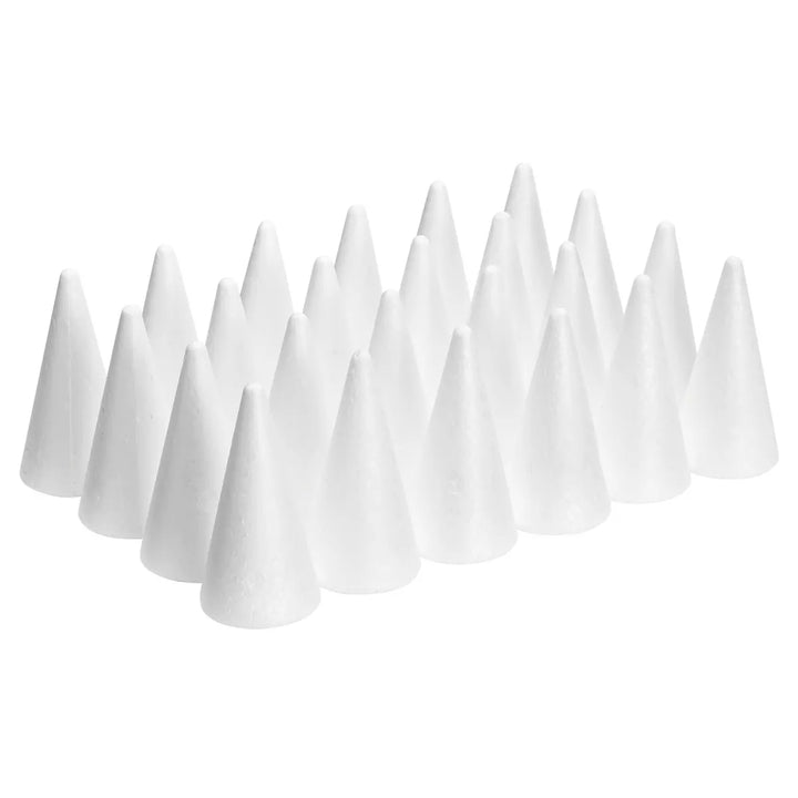 Bright Creations 24 Pack Foam Cones for Crafts, DIY Art Projects, Handmade Gnomes, Trees (2 X 4 In, White)