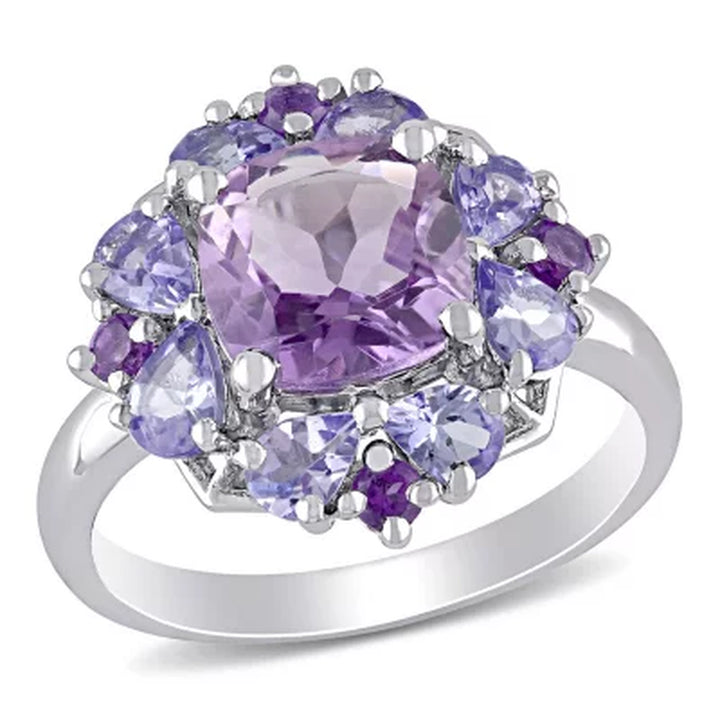 Amethyst and Tanzanite Cocktail Ring in Sterling Silver