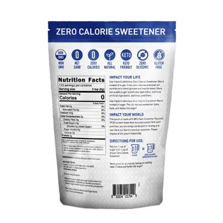 Impact Zero Calorie Sweetener Erythritol, Allulose & Monkfruit Blend, 32 Oz.