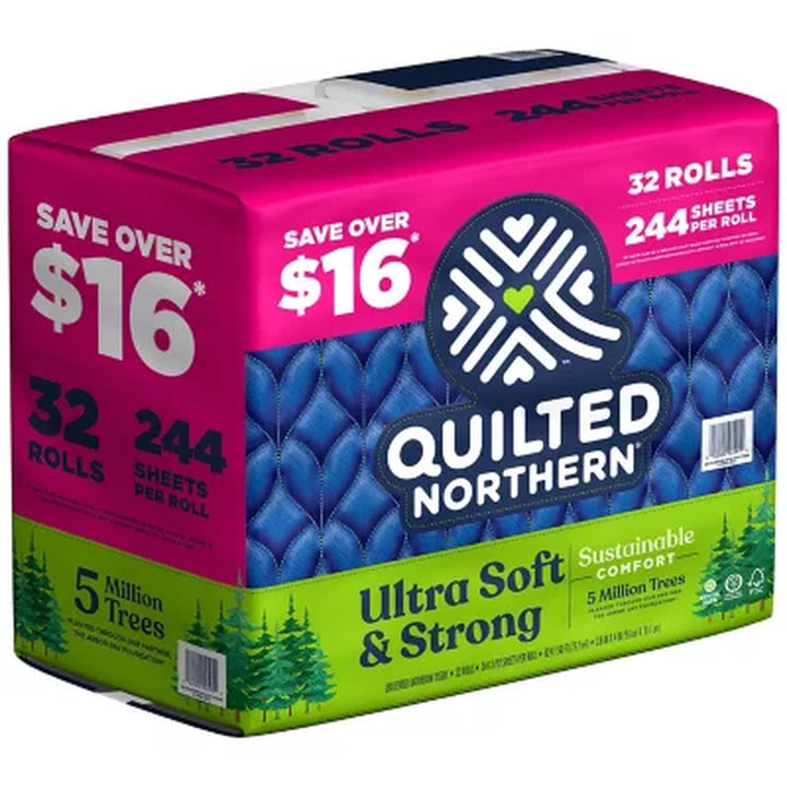 Quilted Northern Ultra Soft & Strong 2-Ply Toilet Paper, Septic Safe 244 Sheets/Roll, 32 Rolls