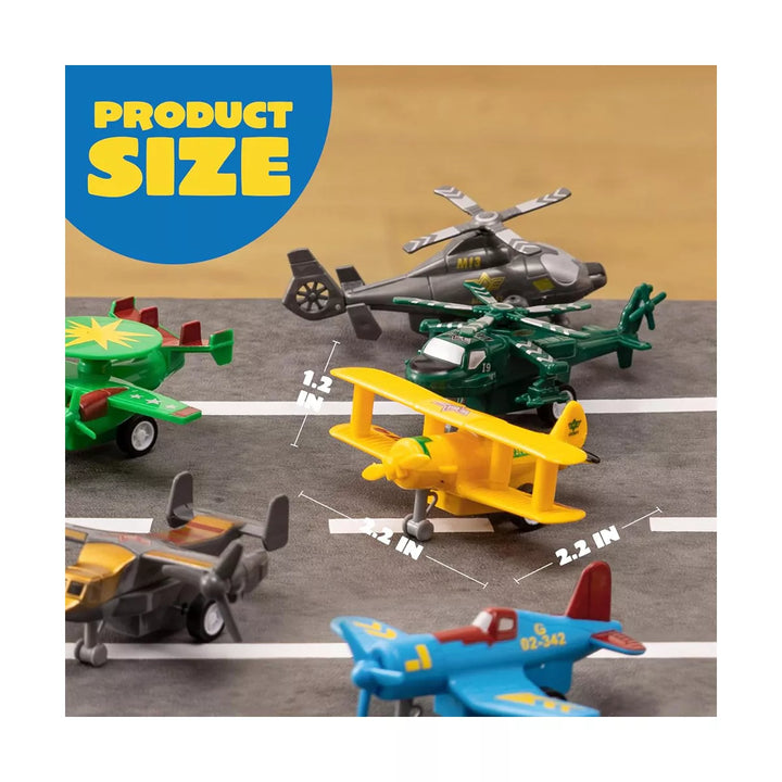 Syncfun 16 Pcs Pull Back Airplane Toys, Boys Plane Playset, Aircraft Incl Helicopter Toys, Fighter Jet Toys, Bomber Biplane Toy, Gifts for Toddler S