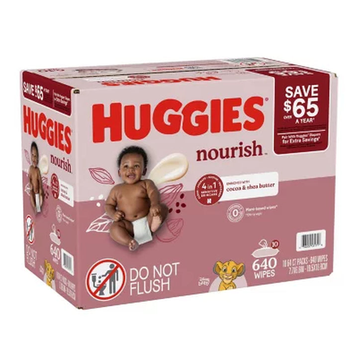 Huggies Nourish & Care Scented Baby Wipes, 10 Packs 640 Ct.