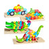 Fun Little Toys 4 PCS Wooden Animal & Vehicles Puzzle Set