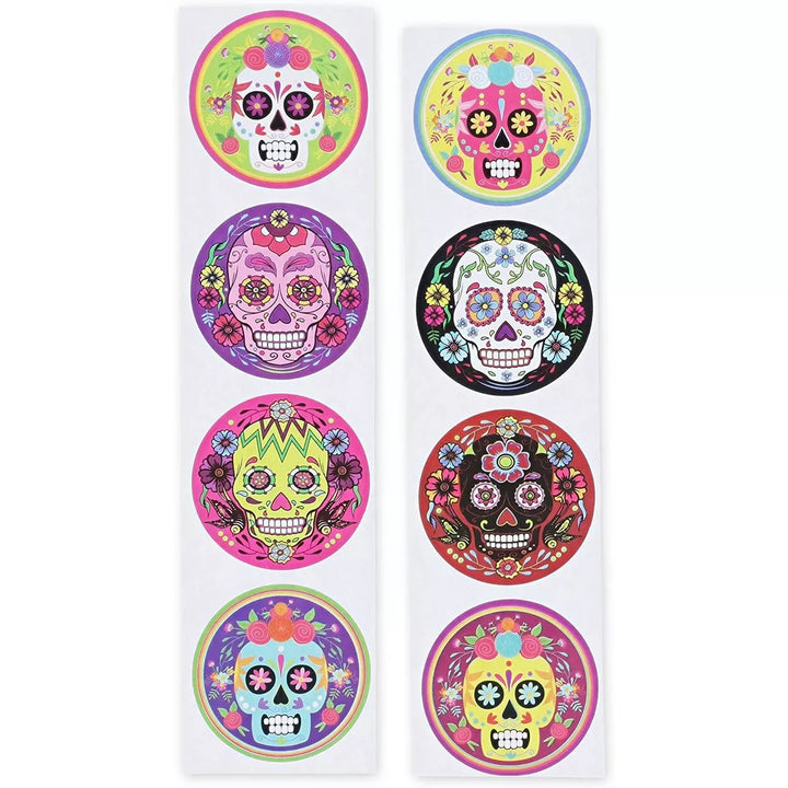 Juvale 1000 Pieces Day of the Dead Stickers, Dia De Los Muertos Halloween Stickers for Kids, 8 Designs, 1.5 In