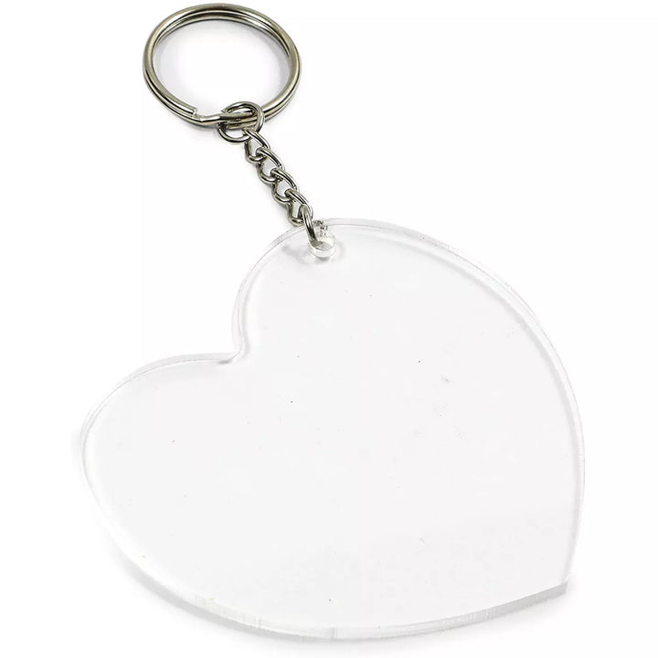 Bright Creations 10 Pack Acrylic Heart Keychain Pendants Blanks with Metal Rings for DIY Crafts, Clear, 3 X 2.75 In