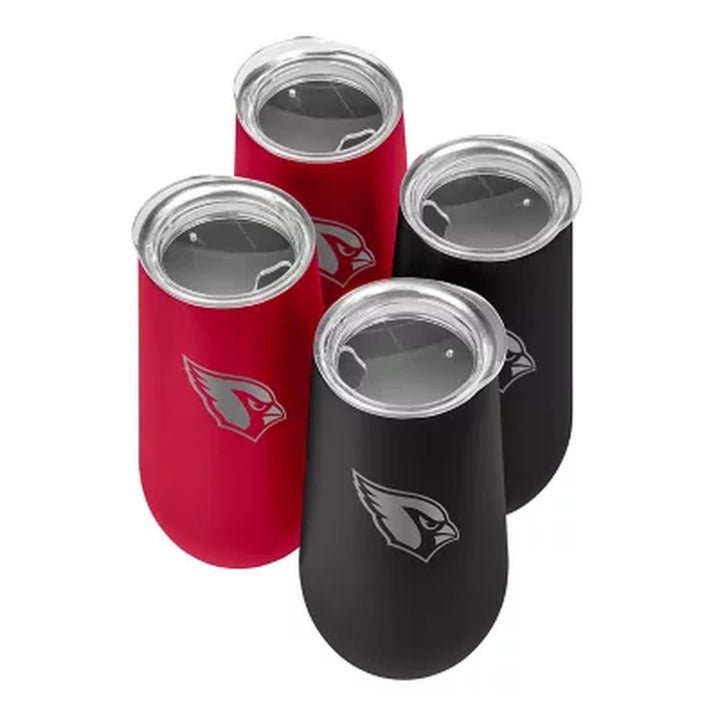 Logo Brands NFL 10Oz Stainless Steel Insulated Tumblers with Lids, 4 Pack, Assorted Teams