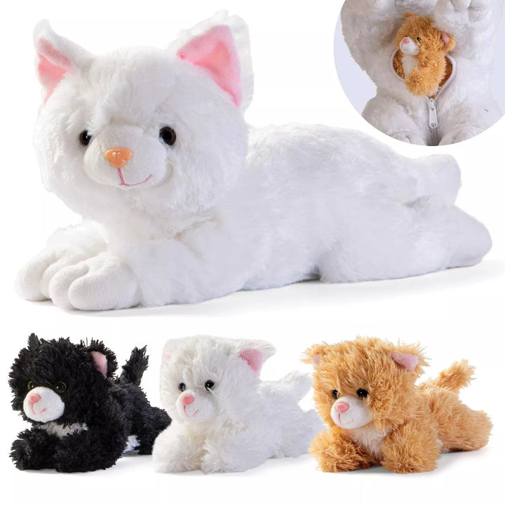 PREXTEX Plush Cat Toys Stuffed Animal With3 Cats Baby Stuffed Animals, Multicolored