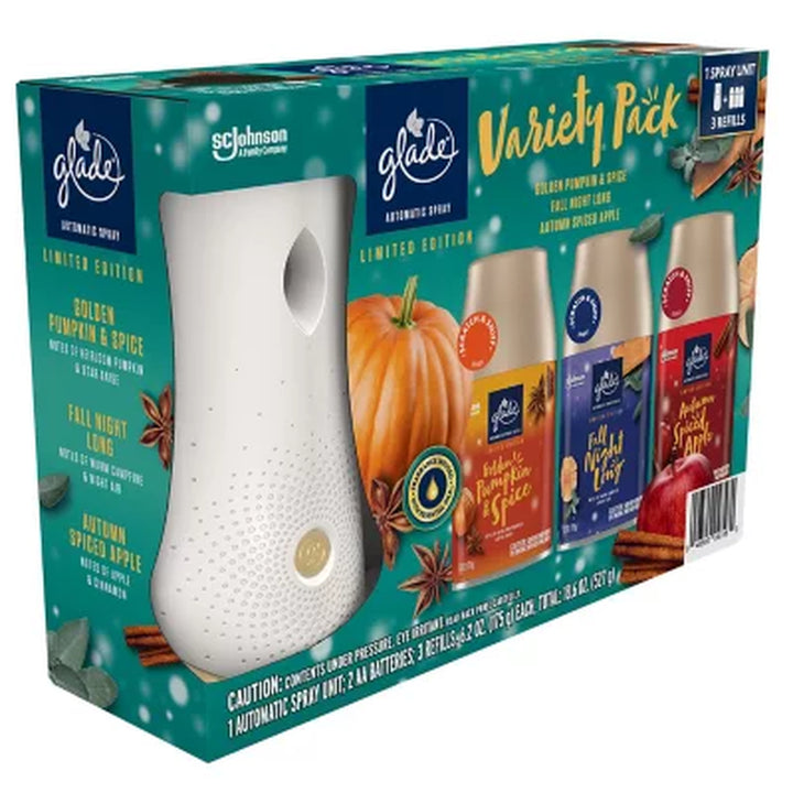 Glade Automatic Spray Air Freshener, Mixed Fall Scents 1 Holder + 3 Refills