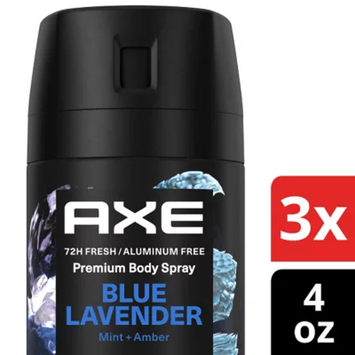 AXE Fine Fragrance Premium Deodorant Body Spray for Men, Blue Lavender, 4.0 Oz., 3 Pk.