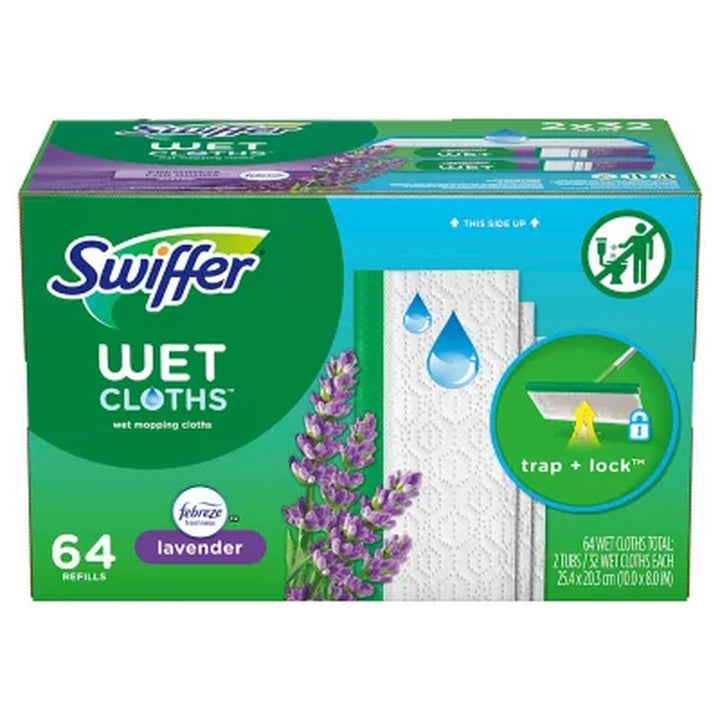 Swiffer Sweeper Wet Mopping Cloth Refills, Lavender Scent 64 Ct.